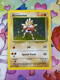 Hitmonchan 7/102 Holo Rare Base Set Unlimited - Pokemon Card WOTC LP - Image 1