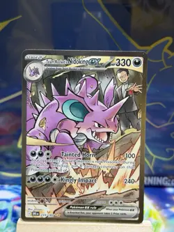 Pokemon TCG Destined Rivals Team Rockets Nidoking EX Card 233/182 SIR - Image 1