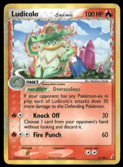 Pokemon Crystal Guardians Reverse Holo Ludicolo (Delta Species) #6/100 - Image 1