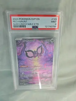 132633606 Pecharunt 2023 Pokemon SV Shrouded Fable Center ETB Promo #129 PSA 9 - Image 2