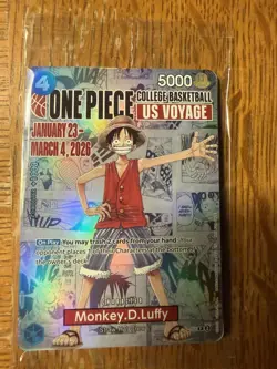 One Piece Monkey D. Luffy US Voyage College Basketball Promo Card (Sealed) - Image 1
