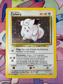 Clefairy 5/102 Holo Rare Base Set - Pokemon Card WOTC Near Mint - Image 1