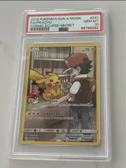 PIKACHU 241 Cosmic Eclipse Secret Full Art 2019 Pokemon Sun &Moon Gem Mint PSA10 - Image 1