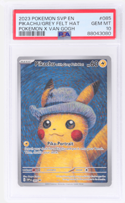 2023 Pokemon SV Black Star Promo Pikachu With Grey Felt Hat X Van Gogh PSA 10 - Image 1