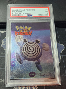 PSA 7 - 2000 DANONE POKEMON STADIUM TIP SHINY - #6 POLIWHIRL Graded (Pop: 3) - Image 1