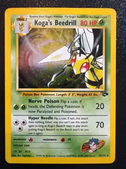 Pokemon TCG Koga's Beedrill 9/132 Gym Challenge - Holographic Rare - LP - Image 1