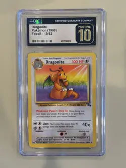 Pokemon 1999 Dragonite Fossil - CGC Pristine Pop 4! Unlimited Rare 19/62 - Image 1