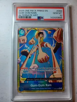 PSA 10 Gem Mint One Piece PRB02 Luffy Gum Rain Alternate Art OP02-068 English - Image 1