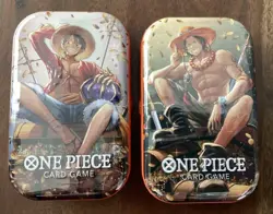 One Piece Mini Tin Set Vol 2 (2 Tins) Luffy Ace OP-13 Promo Cards Sealed - Image 1