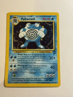 POLIWRATH 15/130 Holo Rare Base Set 2 2000 - Pokemon Card LP - Image 1