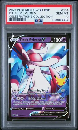 2021 POKEMON SWSH BLACK STAR PROMO CELEBRATIONS COLL #134 DARK SYLVEON V PSA 10 - Image 1