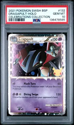 2021 POKEMON SWSH BLACK STAR PROMO CELEBRATIONS COLL #132 DRAGAPULT-HOLO PSA 10 - Image 1