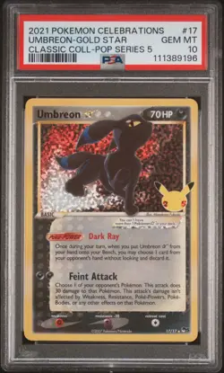 2021 POKEMON CELEBRATIONS CLASSIC COLL #17 UMBREON-GOLD STAR PSA 10 - Image 1