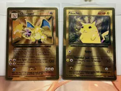 Pokemon Celebrations Gold Metal Charizard & Pikachu Cards 25th Anniversary Base - Image 1