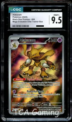 CGC 9.5 MINT+ Alakazam 009 MEP Illustration HOLO ETB PROMO MEP009 Pokemon Card - Image 1
