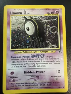 Pokemon TCG Unown a 14/75 Neo Discovery Unlimited Holo Rare WOTC MP - Image 1
