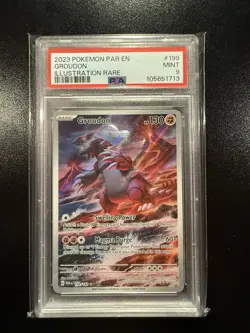 Groudon 199/182 Illustration Rare Pokemon TCG Paradox Rift Holo PSA 9 MINT - Image 1