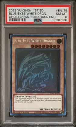 Yu-Gi-Oh Blue-Eyes White Dragon (Ghost Rare) GFP2-EN175 1st Edition PSA 8 NM-MT! - Image 1