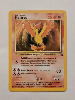 Pokemon TCG Moltres Fossil Holo Card 12/62 1999 Lightly Played - Image 1