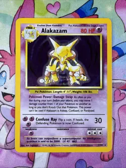 Pokemon 1999 Alakazam Base Set Holo Rare 1/102 MP - Image 1