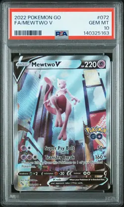 2022 POKEMON GO #072 FULL ART/MEWTWO V PSA 10 - Image 1