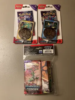 Lot of 3 Pokemon TCG Temporal Forces Checklane Blister Pack + Mini Portfolio New - Image 1