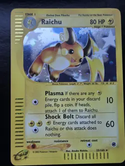 Pokemon Base Set Expedition #25/165 Holo Raichu **never played** - Image 1