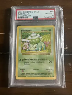 SHADOWLESS BULBASAUR #44 PSA 8-1999 POKEMON-BASE SET - Image 1