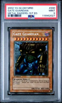 2002 Yu-Gi-Oh! Gate Guardian MRD-000 Metal Raiders 1st Edition PSA 9 - Image 1