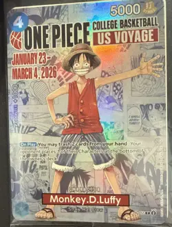 One Piece College Basketball US Voyage Monkey.D.Luffy Card *SEALED* - Image 1