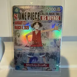 Monkey.D.Luffy College Basketball US Voyage P-055 One Piece Promo Sealed - Image 1