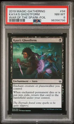 MTG Kaya's Ghostform FOIL War of the Spark (WAR) Common Magic Card #094 PSA 8 - Image 1