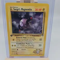 Lt. Surge’s Magnemite Gym Heroes Pokemon Card 50/132 1st edition not PSA RAW - Image 4