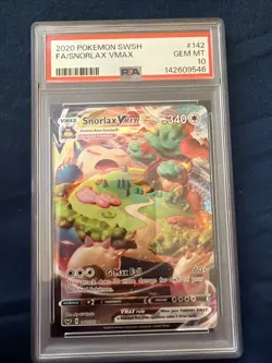 2020 POKEMON SWORD & SHIELD #142 FULL ART/SNORLAX VMAX PSA 10 - Image 1