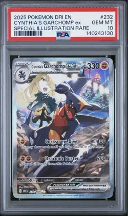 2025 Pokemon Destined Rivals Cynthia's Garchomp ex #232/182 PSA 10 - Image 1