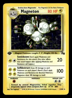 1999 Pokemon Fossil Magneton 1st Edition Holo 11/62 UX1702 - Image 1
