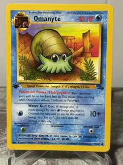 1st Edition Omanyte 52/62 Pokemon TCG WOTC Base Set Fossil NM - Image 1