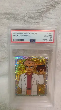 1999 MERLIN POKEMON #S33 PROF.OAK-PRISM PSA 10 - Image 2