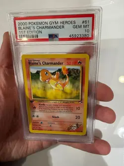 PSA 10 Gem Mint Pokemon Blaine's Charmander 1st Edition Ed Gym Heroes 61 - Image 1