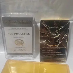 Pokemon TCG Pikachu Special Edition 23 Karat Gold-Plated Card 25 w/ Certificate - Image 2