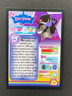 #28 King Sombra MLP Series 2 Trading Card Enterplay Hasbro 2013 - Image 2