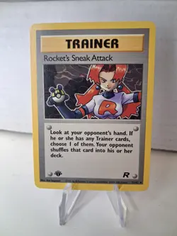 1st Edition Rocket's Sneak Attack Trainer Card 72/82 Rare Great Condition - Image 1