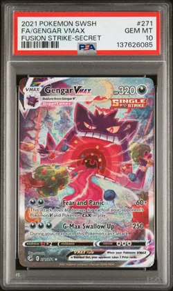2021 POKEMON SWORD & SHIELD FUSION STRIKE SECRET FULL ART/GENGAR VMAX PSA 10 - Image 1