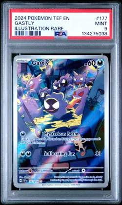 2024 POKEMON TEF EN-TEMPORAL FORCES ILLUSTRATION RARE #177 GASTLY PSA 9 - Image 1