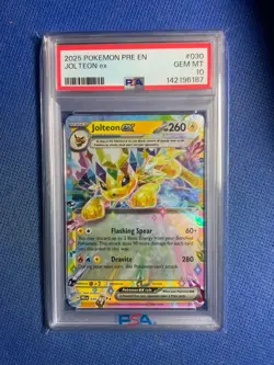 2025 Pokemon PRE EN Jolteon ex Extended Art Double Rare #030 PSA 10 - Image 1