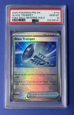 2025 Pokemon Pre En Glass Trumpet Poke Ball Reverse Holo #110 PSA 10 GEM MT - Image 1