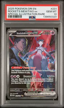 2025 POKEMON DRI EN-DESTINED RIVALS #231 TEAM ROCKET'S MEWTWO EX PSA 10 - Image 1