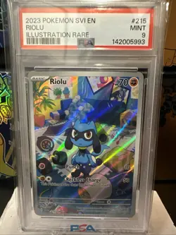2023 Pokemon SVI EN 215 Riolu Illustration Rare PSA MINT 9 - Image 2