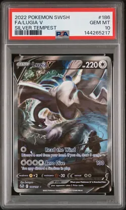 2022 POKEMON SWORD & SHIELD SILVER TEMPEST #186 FULL ART/LUGIA V PSA 10 - Image 1