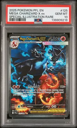 2025 POKEMON PFL EN-PHANTASMAL FLAMES #125 MEGA CHARIZARD X EX PSA 10 - Image 1